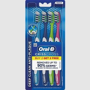 Oral-B Criss Cross Toothbrush - Medium, 4 pcs (Buy 2 Get 2 Free)