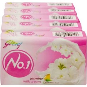 Godrej No.1 Jasmine & Milk Cream Bathing Soap, 100 g (Pack of 5)