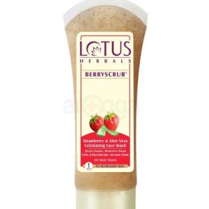 Lotus Herbals Berry Scrub Strawberry & Aloe Vera Exfoliating Face Wash